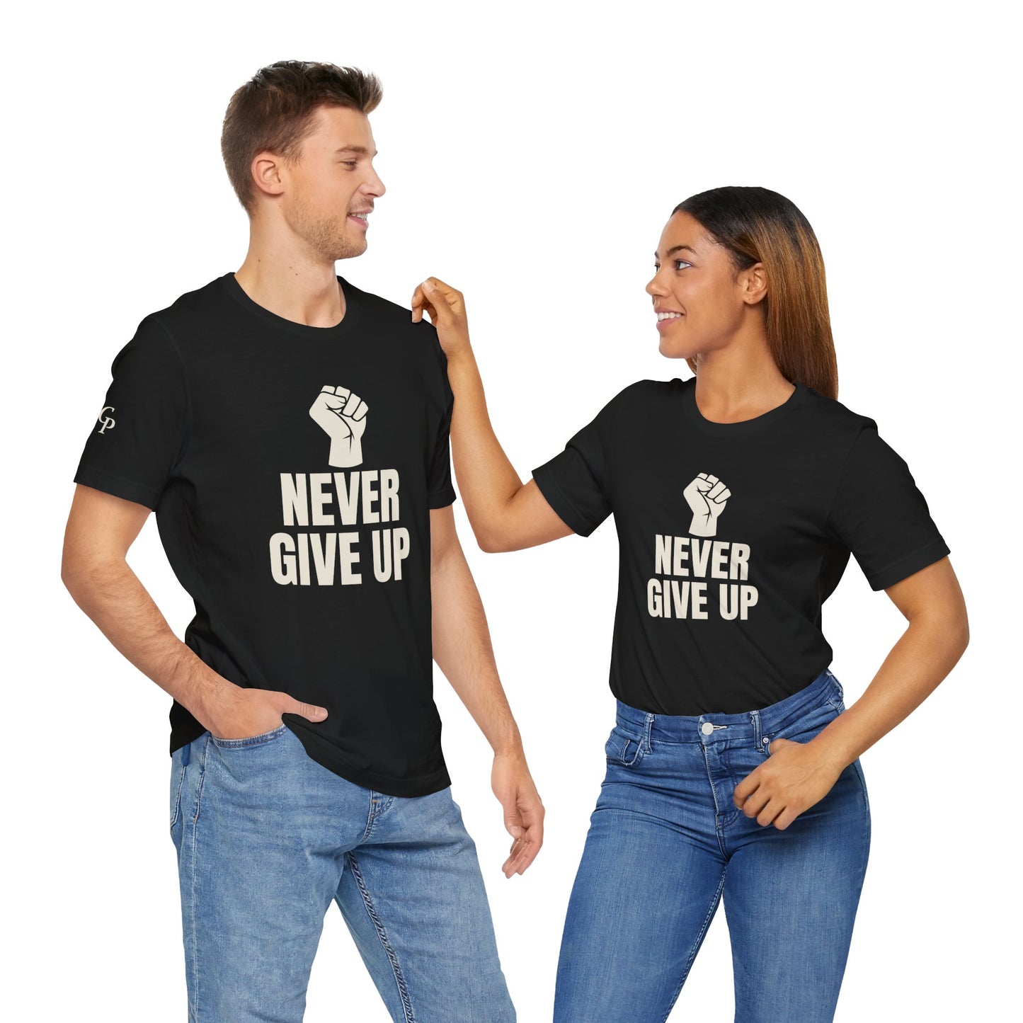 Camiseta unisex "Nunca te rindas" de jersey de algodón motivacional