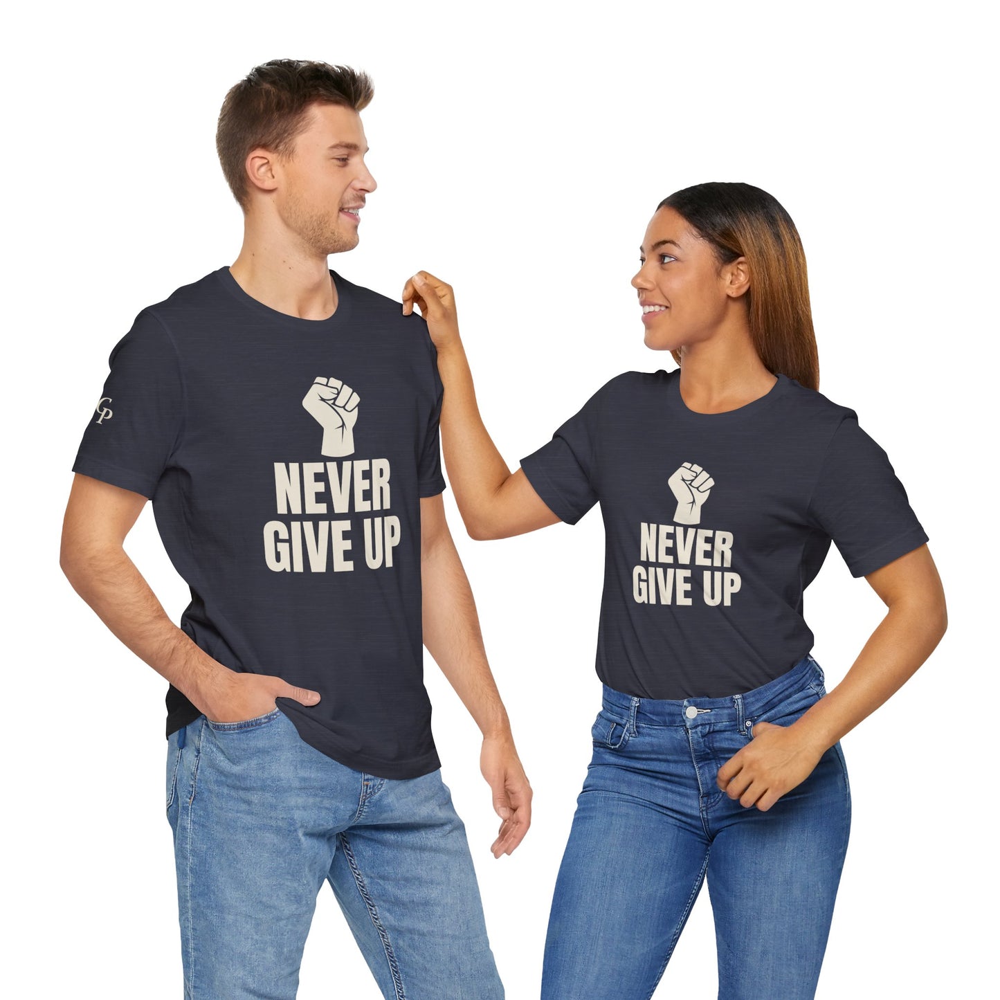 Camiseta unisex "Nunca te rindas" de jersey de algodón motivacional