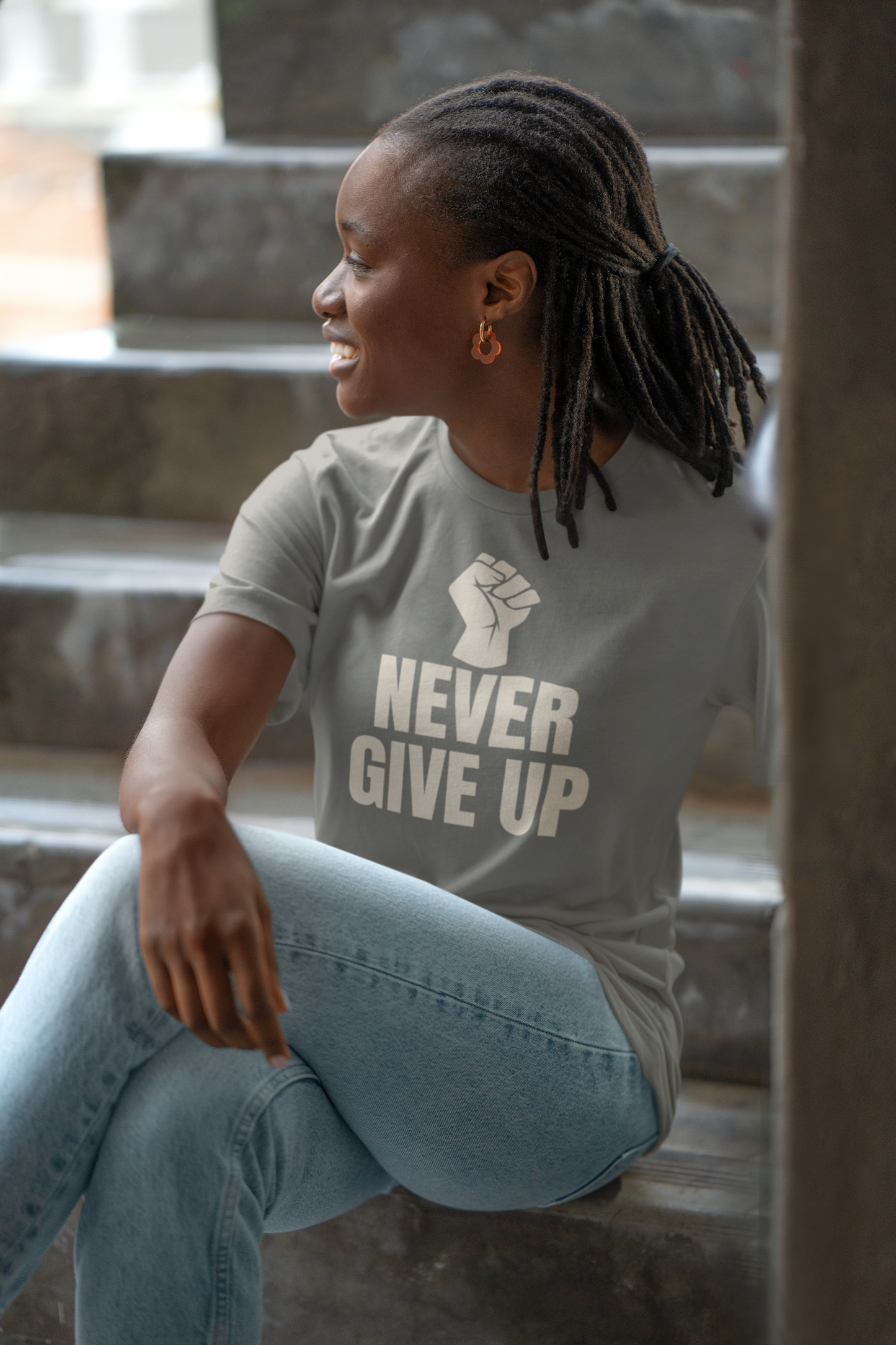 Camiseta unisex "Nunca te rindas" de jersey de algodón motivacional
