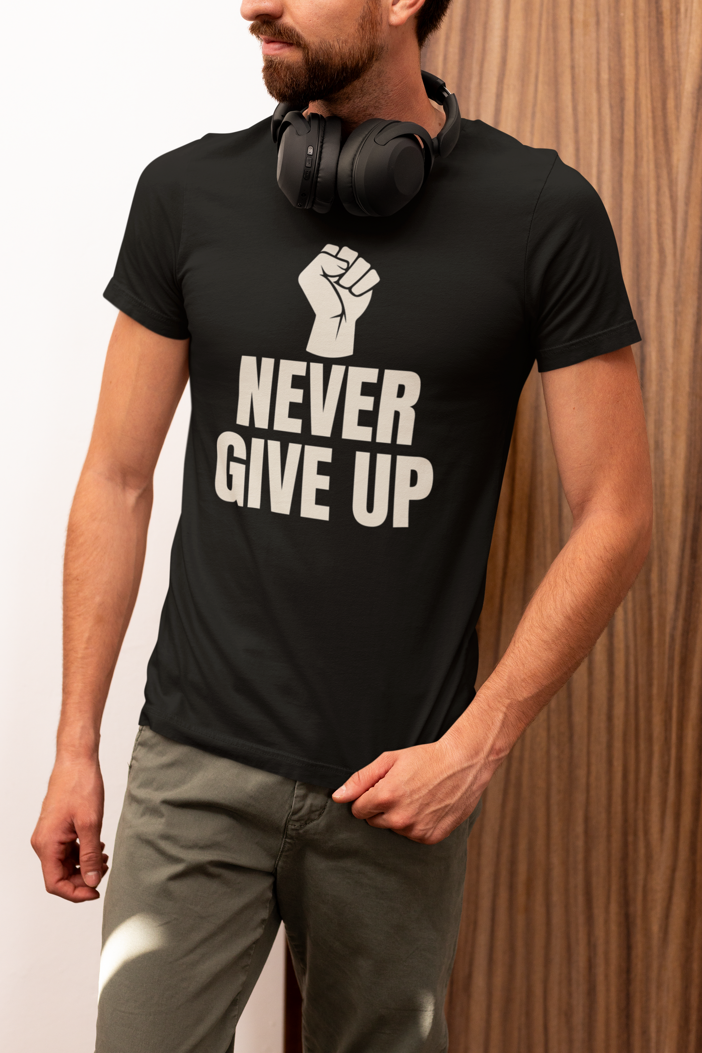 Camiseta unisex "Nunca te rindas" de jersey de algodón motivacional