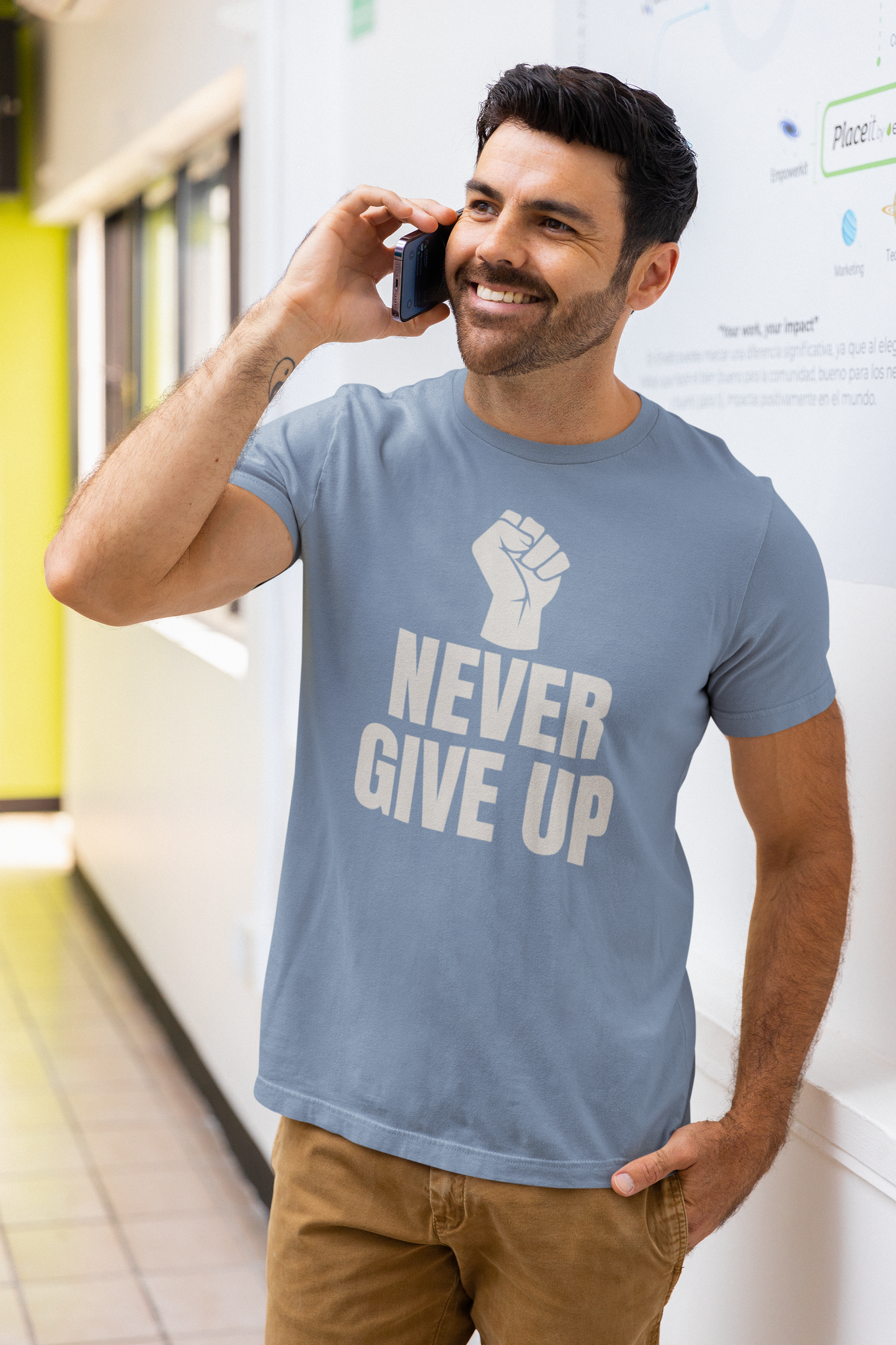 Camiseta unisex "Nunca te rindas" de jersey de algodón motivacional