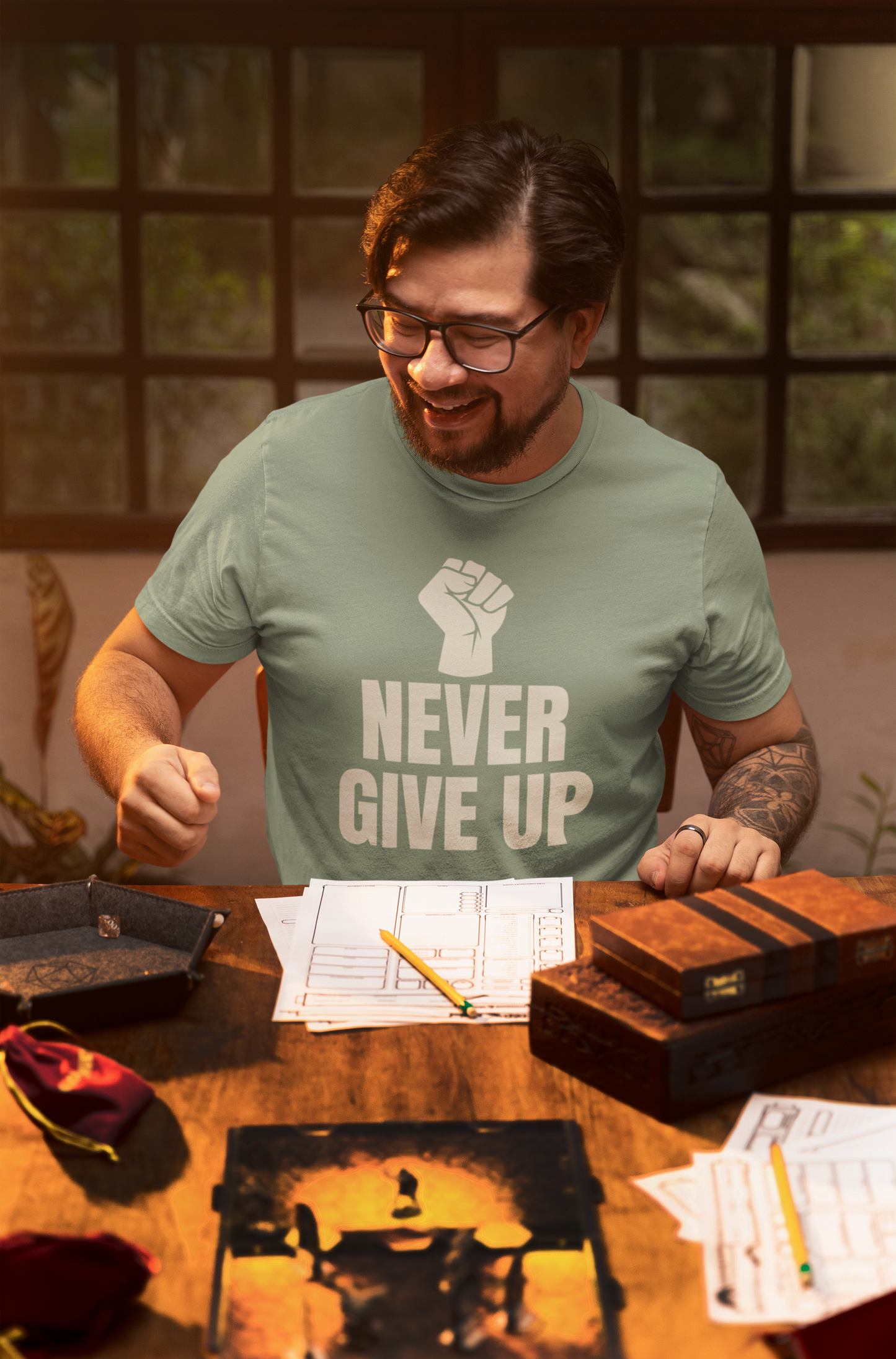 Camiseta unisex "Nunca te rindas" de jersey de algodón motivacional