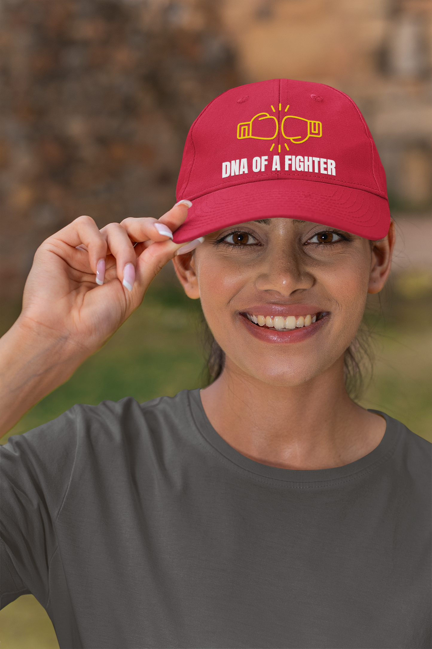 Gorra unisex de algodón bordada con el logo de DNA of a Fighter