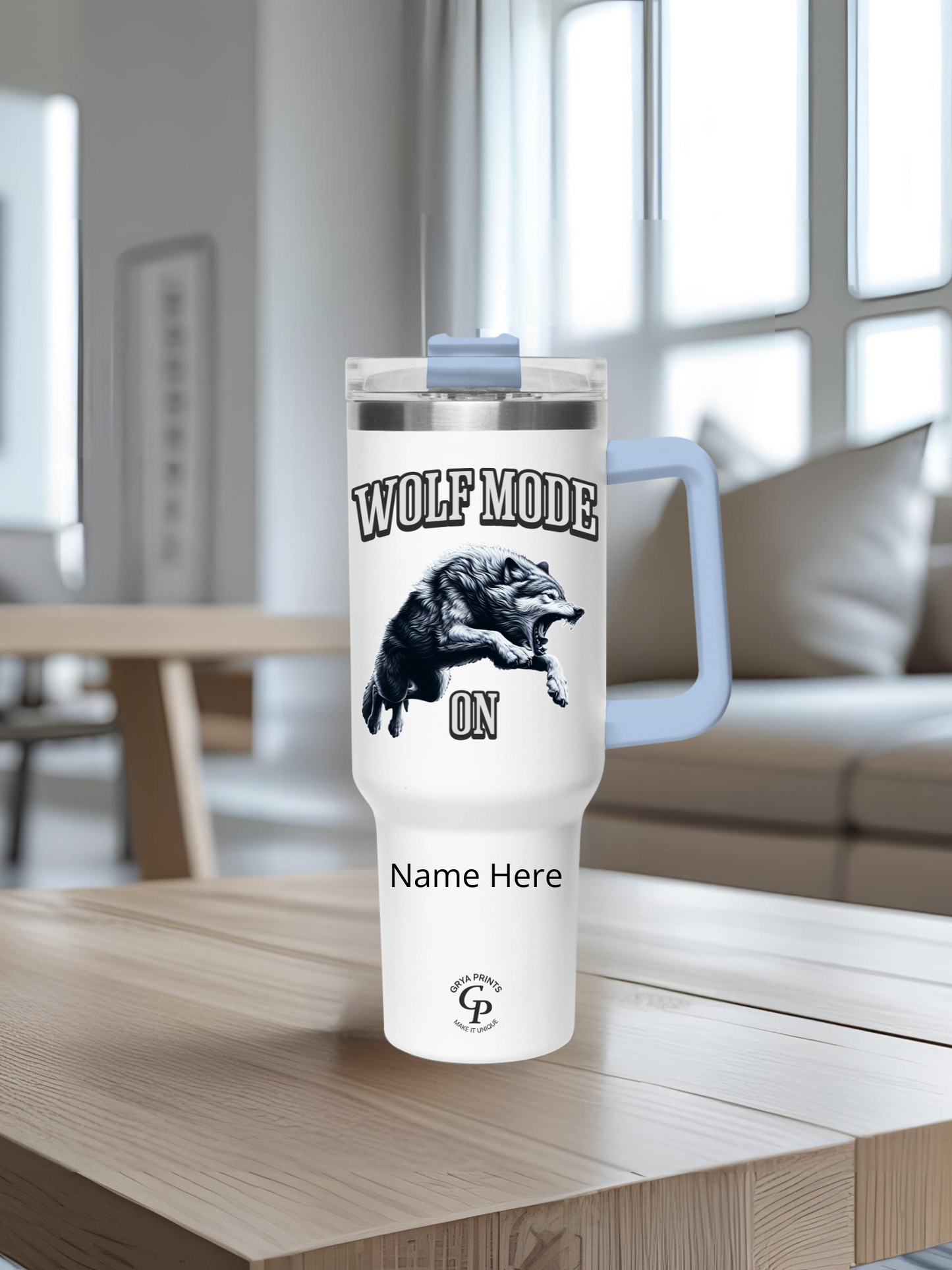Vaso personalizado de 40 oz - Modo Lobo ON con nombre para gimnasio o actividades al aire libre