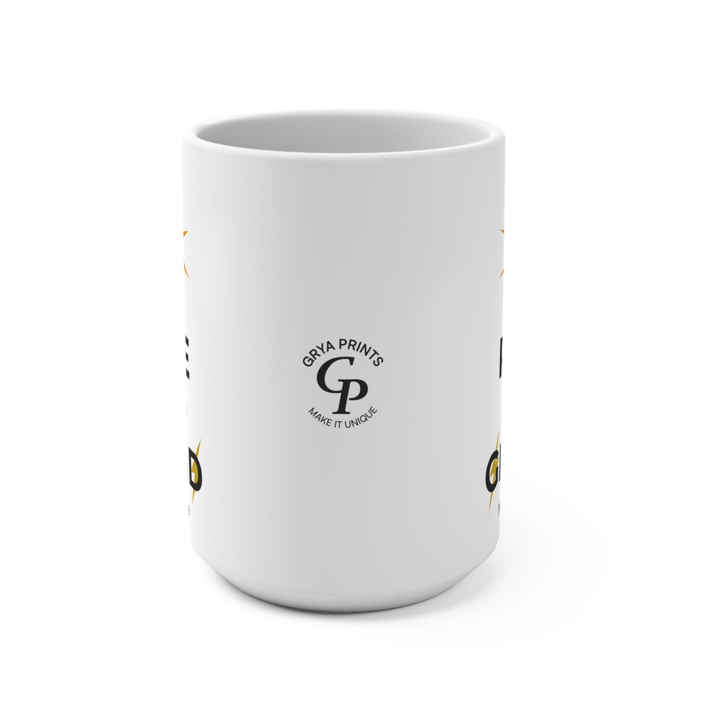 Taza de café de cerámica blanca motivacional Rise and Grind de 15 oz