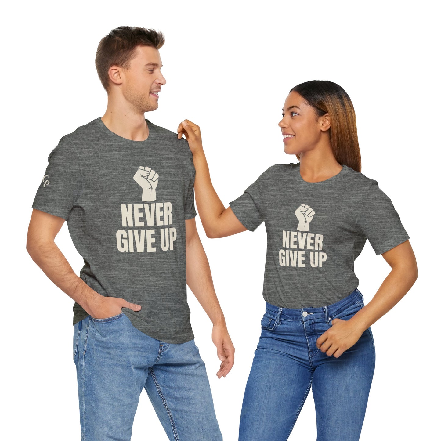 Camiseta unisex "Nunca te rindas" de jersey de algodón motivacional