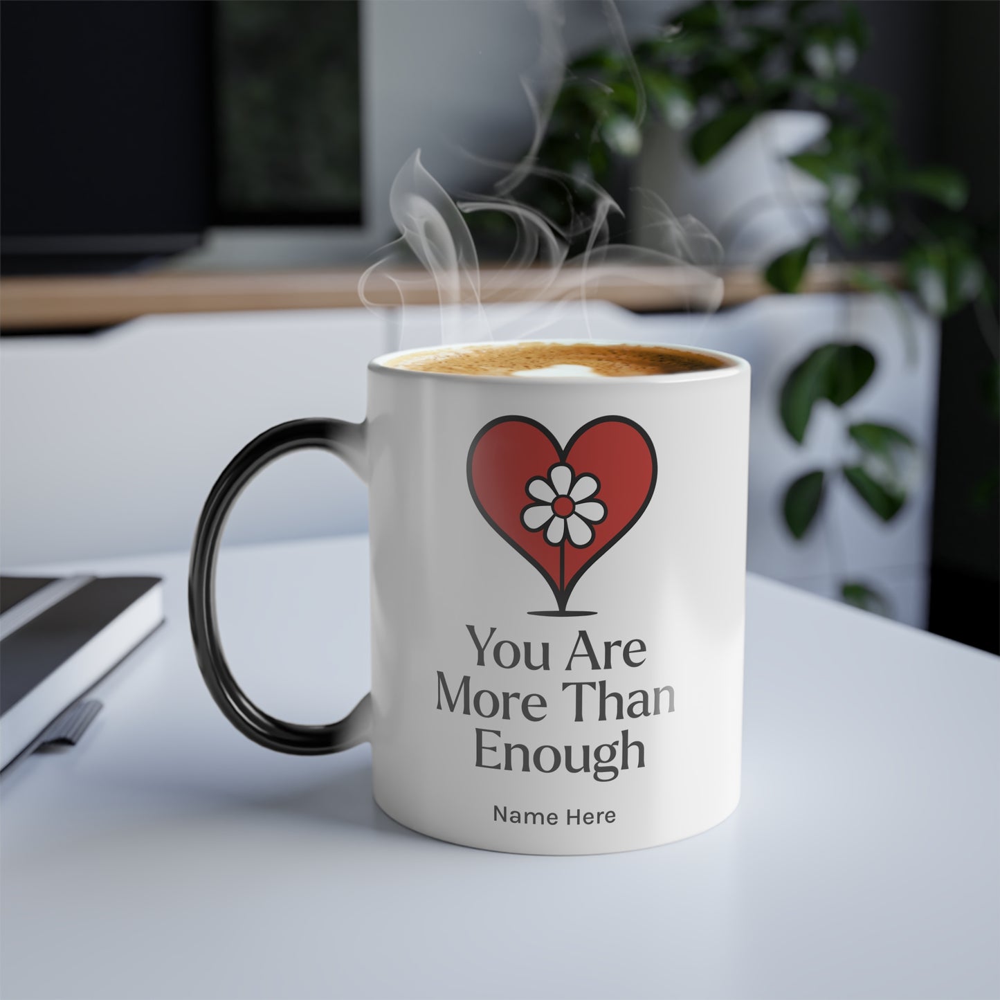 Taza "Eres más que suficiente" de 11 oz con afirmación sensible al calor