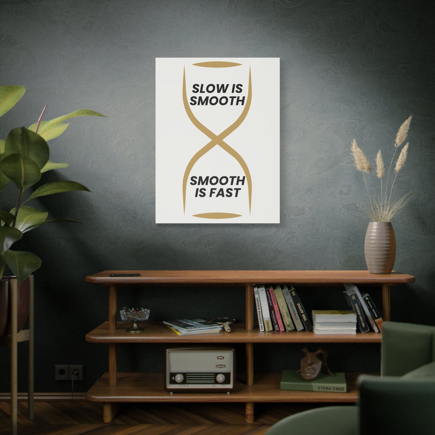 Impresión en lienzo "Lento es suave", "Suave es rápido": arte de pared minimalista mate para el hogar o la oficina