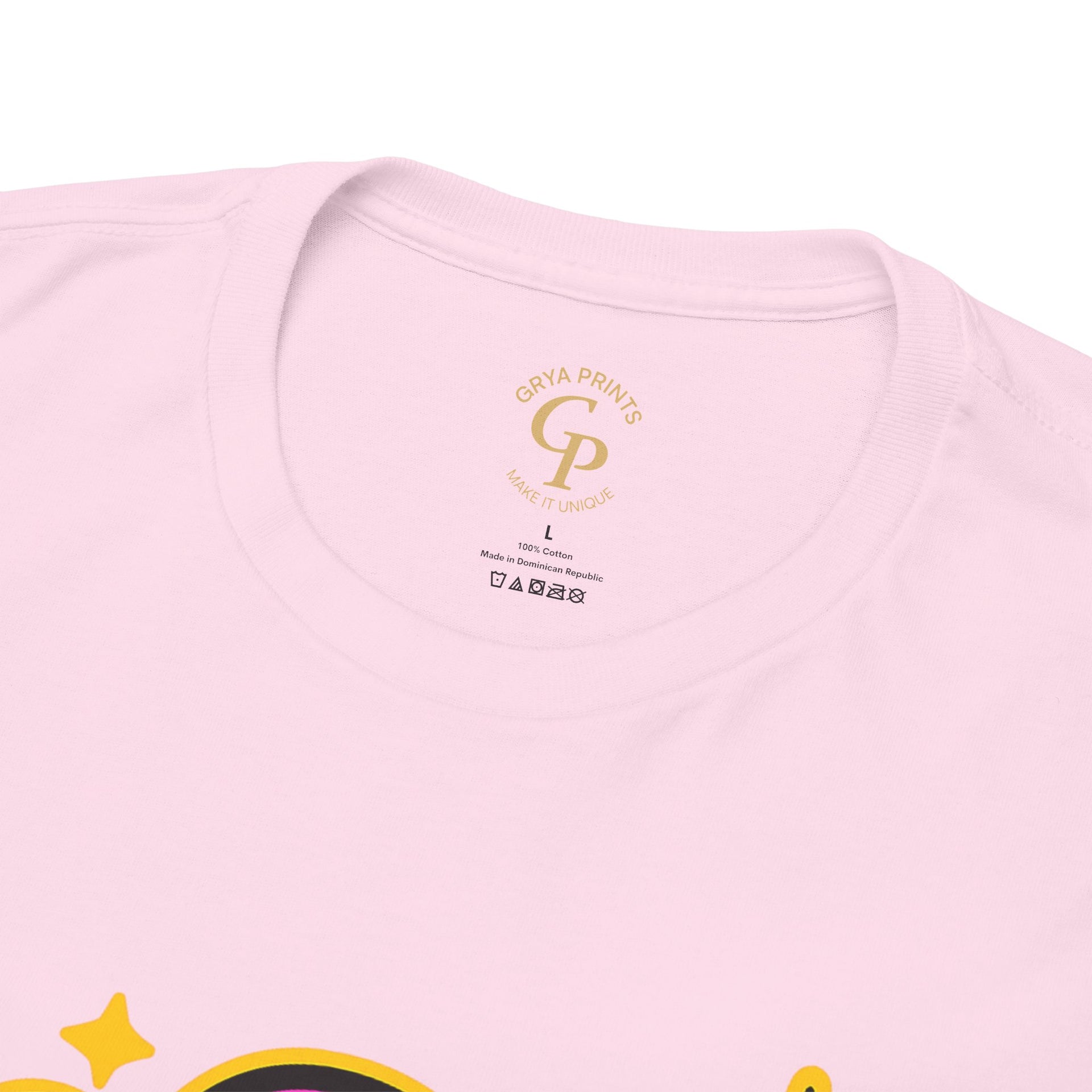 Y2K Vibes T-Shirt in pink, flat lay showing vivid Y2K-inspired print
