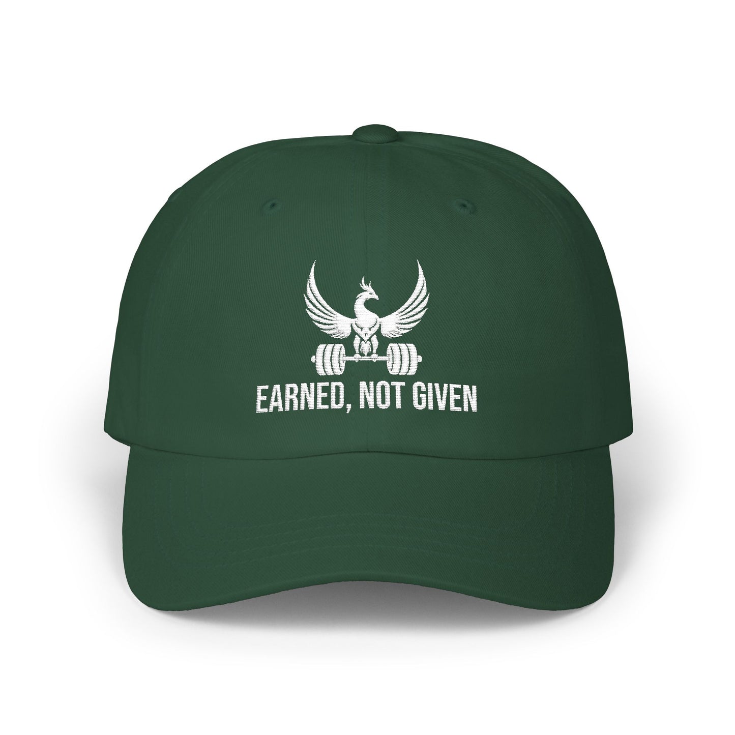 Gorra unisex bordada de algodón con mensaje "Earned Not Given Dad"