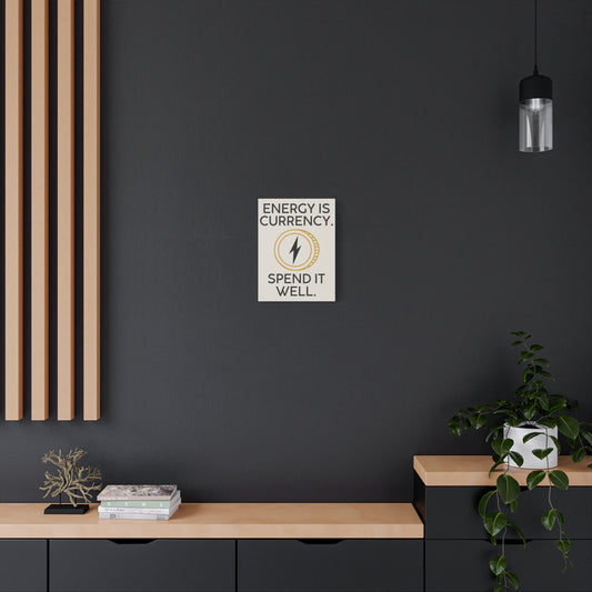 Impresión en lienzo "Energía es moneda": arte mural minimalista y motivacional para la oficina o el hogar