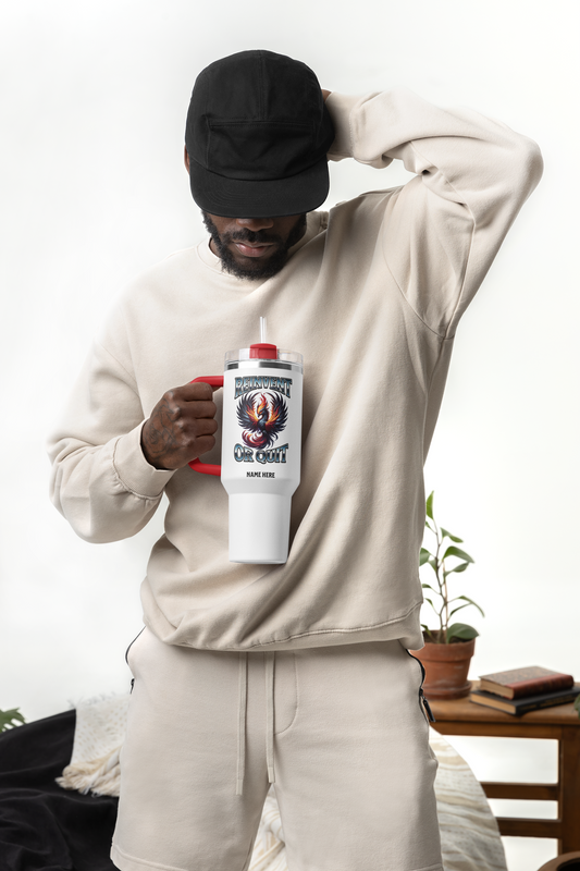 Personalized 40oz Phoenix Tumbler – Reinvent or Quit | Custom Motivational Travel Mug
