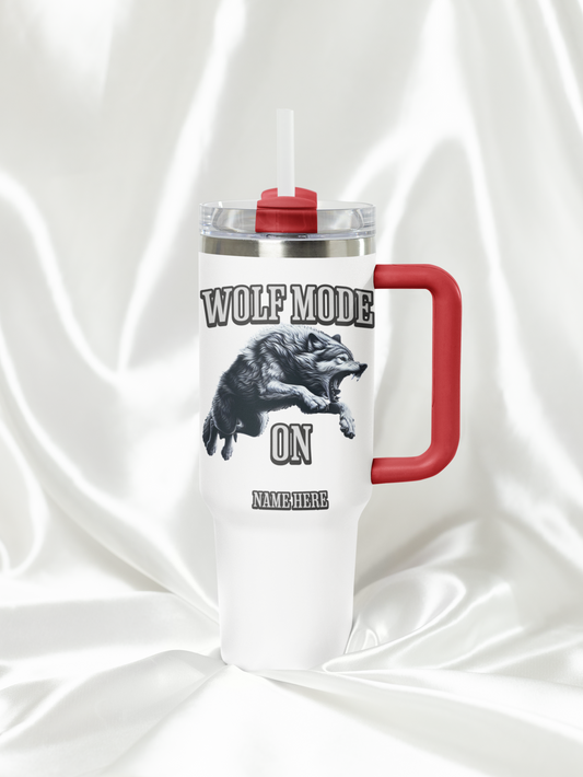 Custom 40oz Wolf Mode Tumbler – Personalized Stainless Steel Mug for Outdoor & Gym Enthusiasts