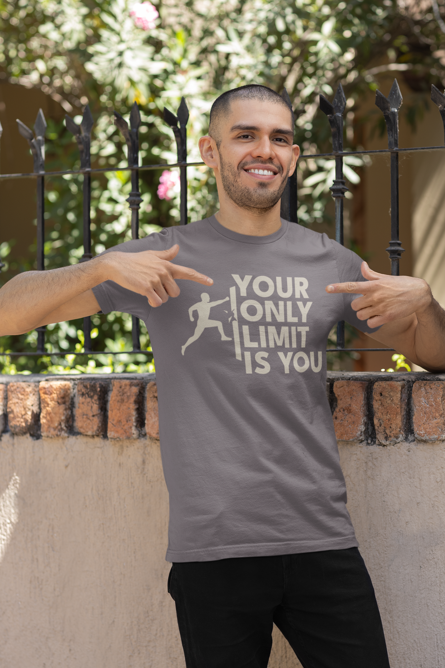 Camiseta de algodón unisex motivacional "Tu único límite eres tú"