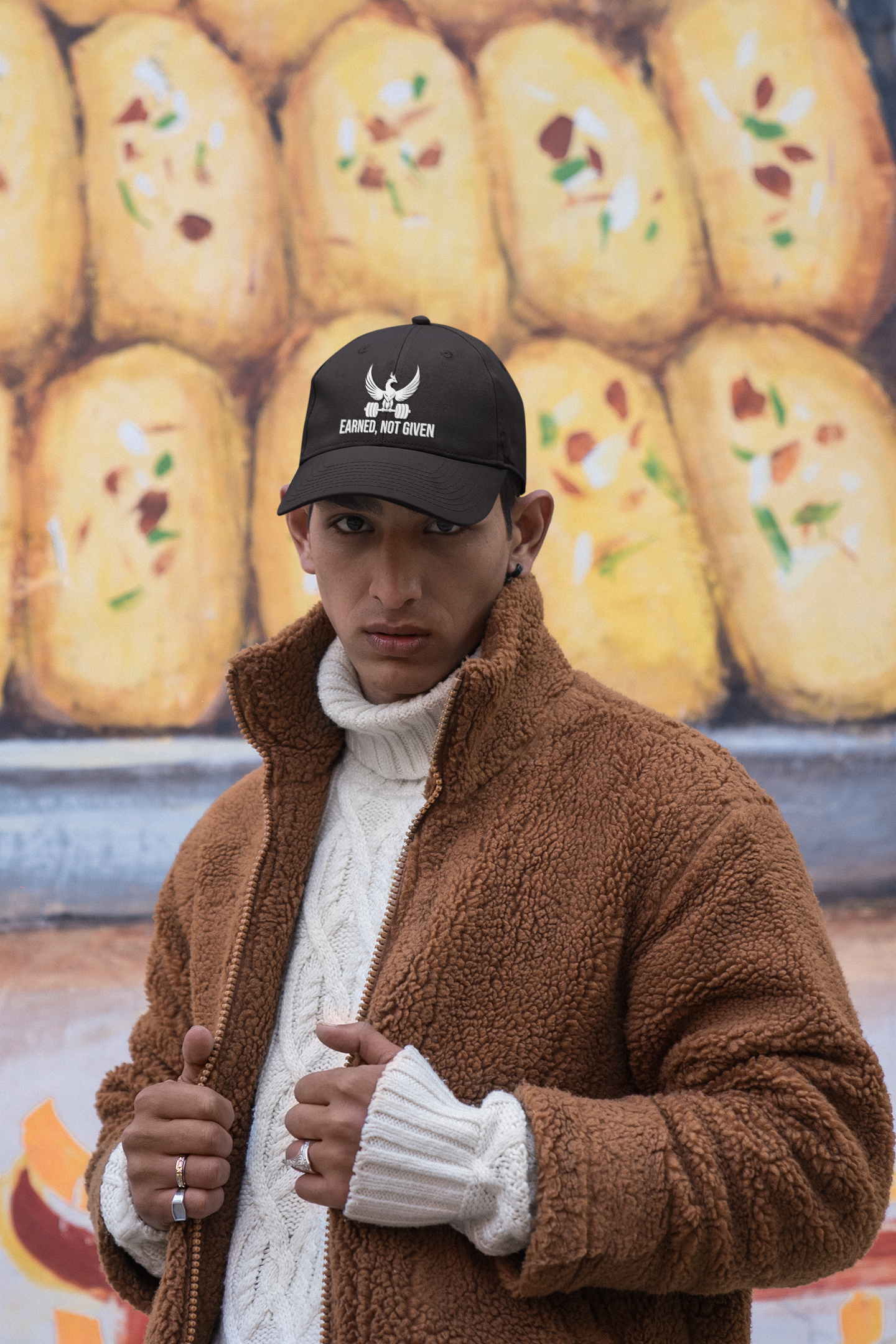 Gorra unisex bordada de algodón con mensaje "Earned Not Given Dad"