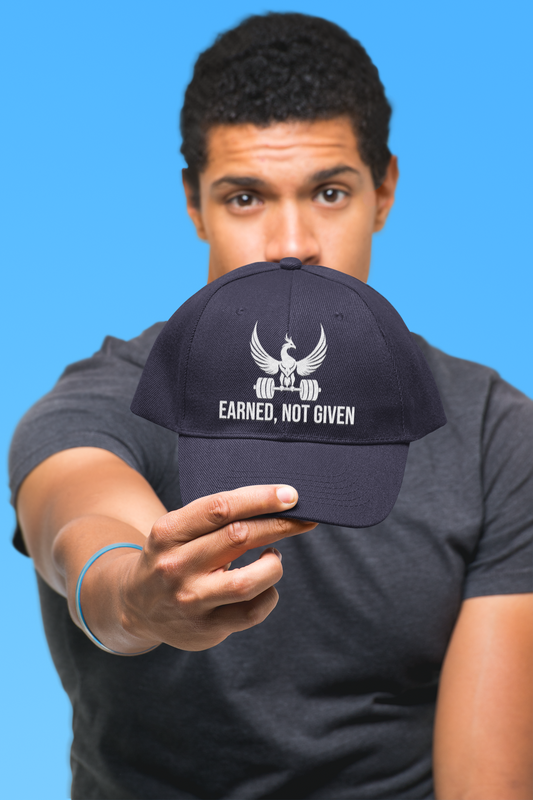 Gorra unisex bordada de algodón con mensaje "Earned Not Given Dad"