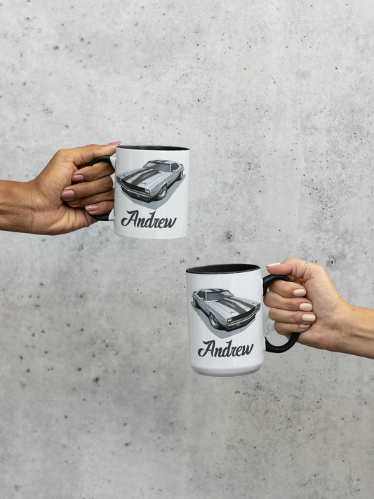 Taza personalizada con nombre de coche y motocicleta clásica, taza de café personalizada, regalo para él