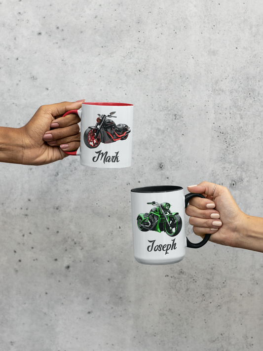 Taza personalizada con nombre de coche y motocicleta clásica, taza de café personalizada, regalo para él