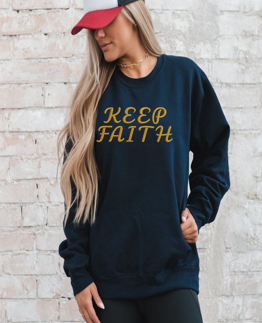 Embroidered Keep Faith Sweatshirt Unisex Heavy Blend Crewneck