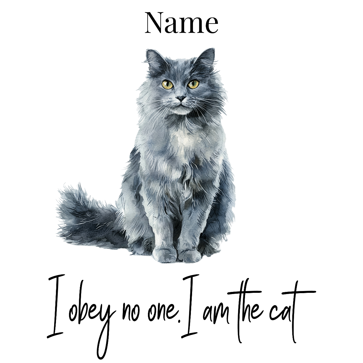 Personalized Pet Mug with fluffy long-haired cat illustration on white ceramic background