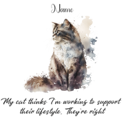 Personalized Pet Mug with long-haired cat illustration on white ceramic background