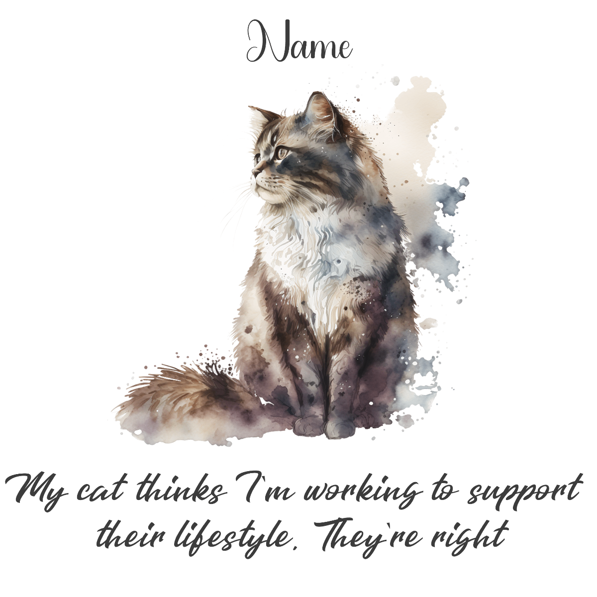 Personalized Pet Mug with long-haired cat illustration on white ceramic background