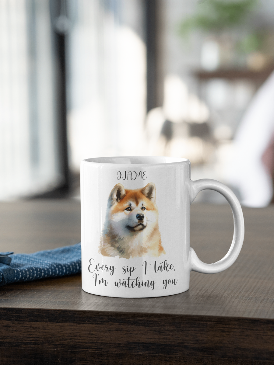 Personalized Pet Mug with dog illustration on a white ceramic cup