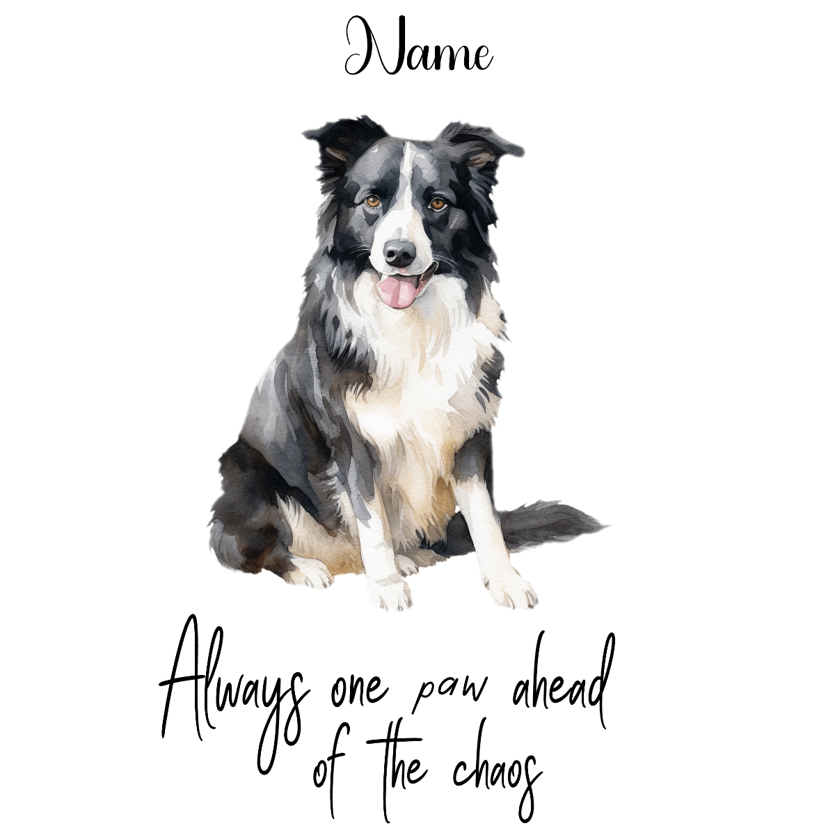 Personalized Pet Mug featuring black and white dog watercolor design on ceramic mug