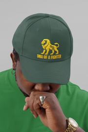 Dad Hat DNA of a Fighter Embroidered – Green unisex cap styled by man in streetwear look.