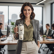 Personalized Tumbler Beautiful Capable Unstoppable displayed by confident woman in office setting