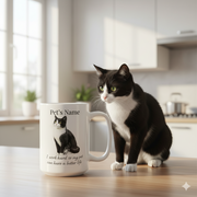 Personalized Pet Mug with custom cat portrait and name, perfect for cat lovers.