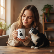 Personalized Pet Mug featuring a cat portrait and owner's name, perfect for celebrating pet love.