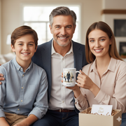 Personalized Dad Name Mug held by a family showcasing a heartfelt gift for dad with custom name and quote.