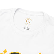 Y2K Vibes T-Shirt in white, flat lay with colorful retro design