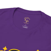 Y2K Vibes T-Shirt in purple, folded shirt with bright retro vibes graphic