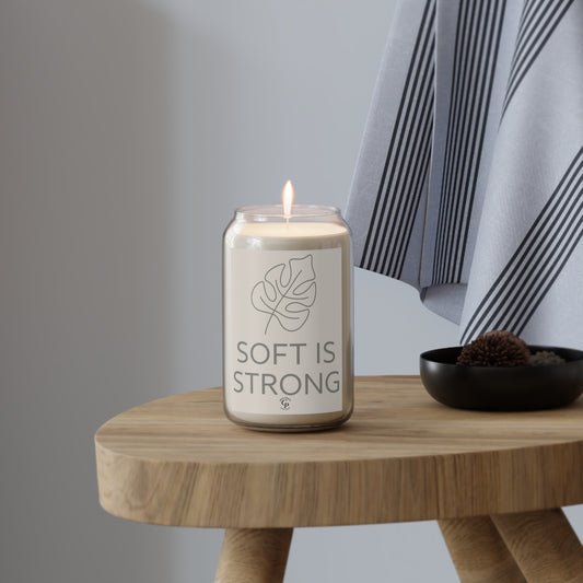 Vela perfumada "Soft Is Strong" - 450 ml, regalo minimalista ecológico en caja gris