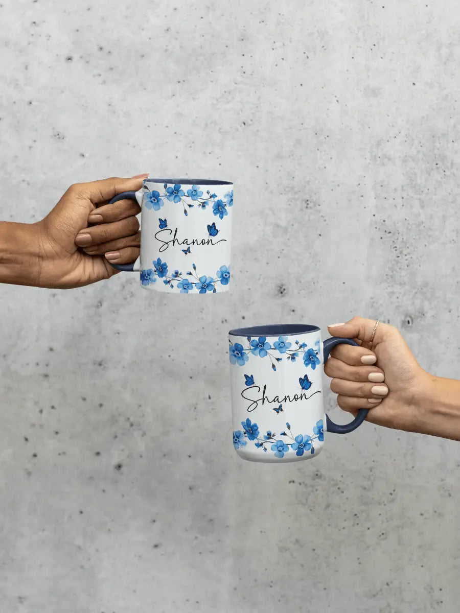 Custom Floral Mug: Your Name, Your Bloom.