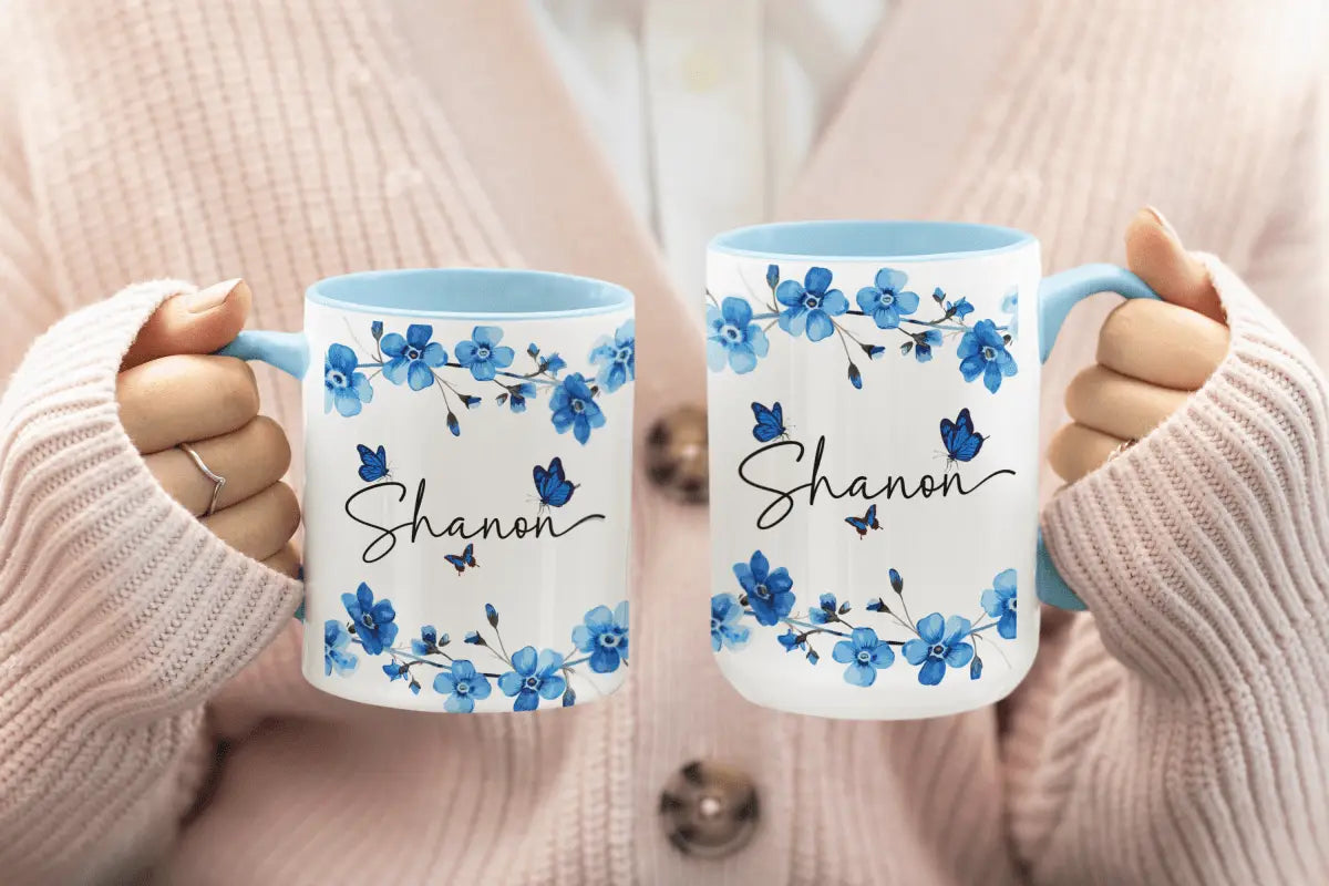 Custom Floral Mug: Your Name, Your Bloom.