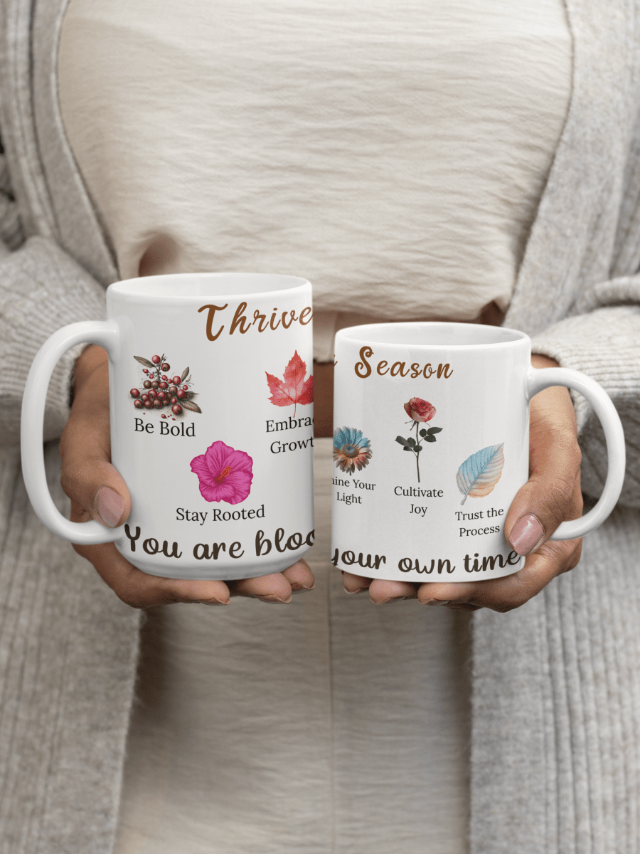 Floral Ceramic Mug Bloom In Your Own Time