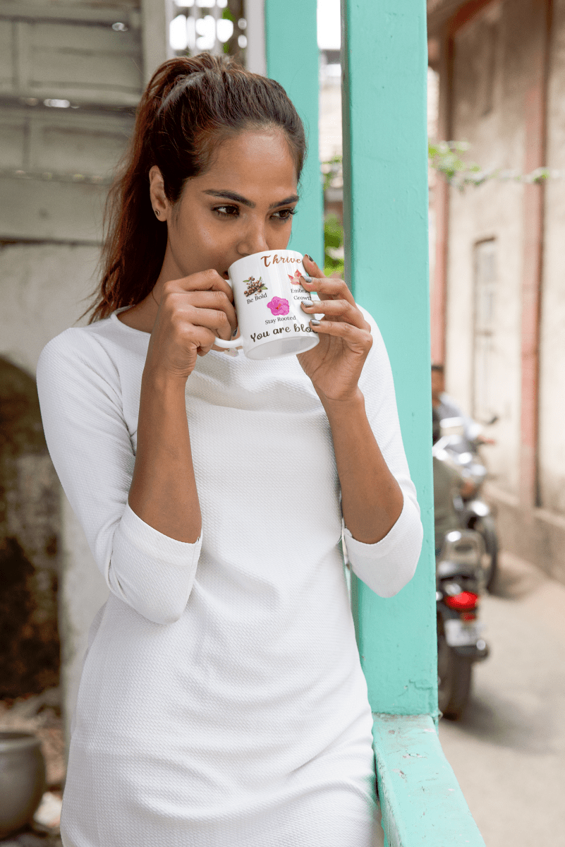 Floral Ceramic Mug Bloom In Your Own Time